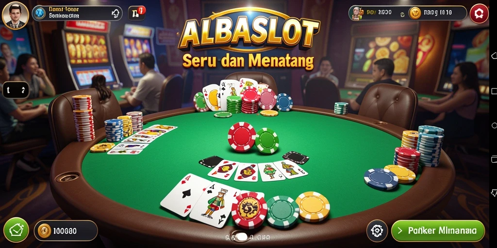 Screenshot gameplay ALBASLOT dengan pemain sedang bermain Poker.
