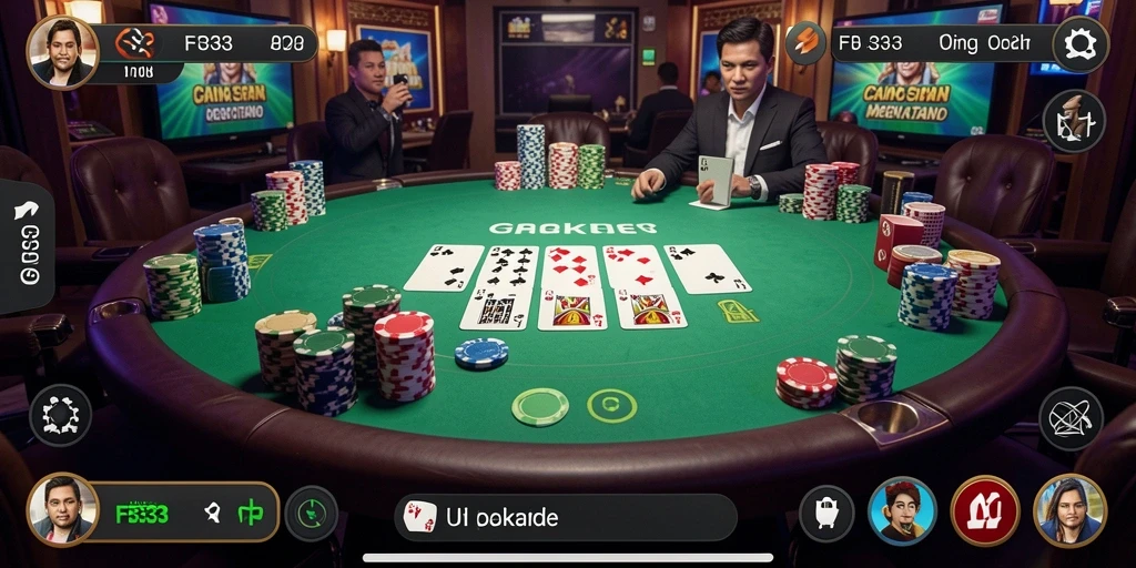 Tampilan screenshot FB333 dengan aksi Poker yang mendebarkan.