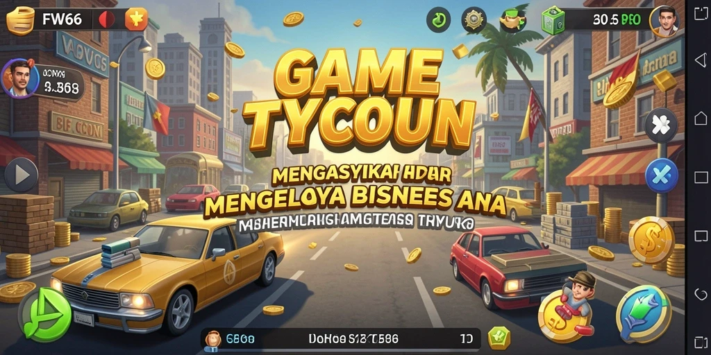 Screenshot gameplay FW66 yang menunjukkan manajemen bisnis yang seru.