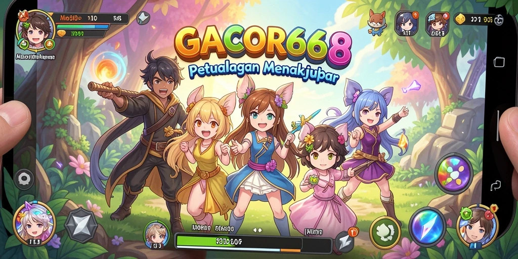 Tampilan gameplay GACOR668 yang penuh warna dan dinamis.