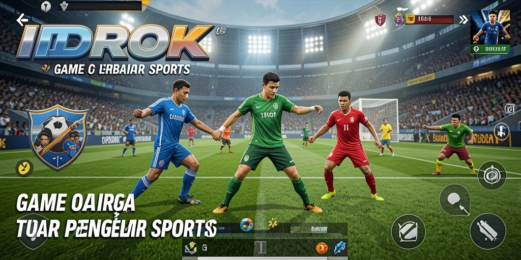 Screenshot IDROK menunjukkan pemain beraksi dalam pertandingan olahraga yang seru.