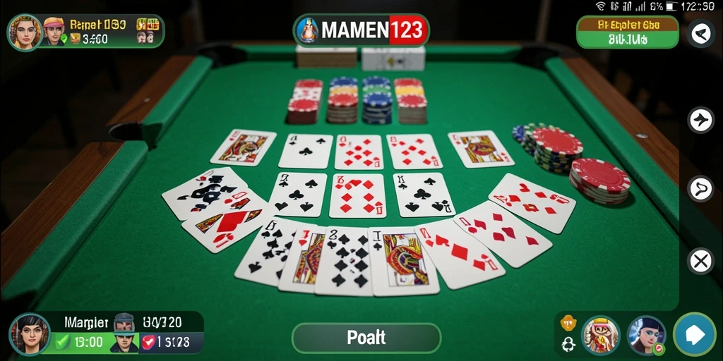 Tampilan gameplay MAMEN123 yang menarik dan interaktif saat bermain Gaple.