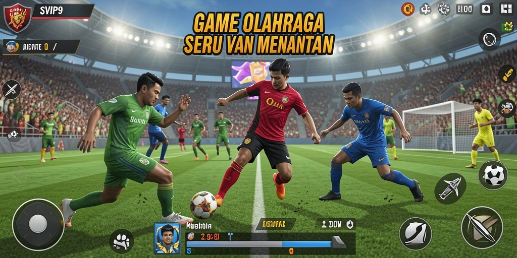 Tangkapan layar menampilkan momen seru dalam pertandingan olahraga di SVIP9.
