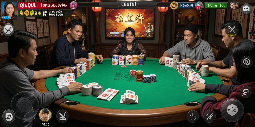 Tangkapan layar utama T6 menampilkan aksi seru permainan QiuQiu.