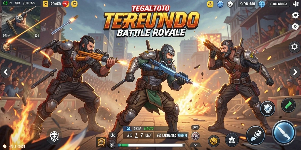 Screenshot TEGALTOTO menampilkan aksi tempur seru di medan Battle Royale.