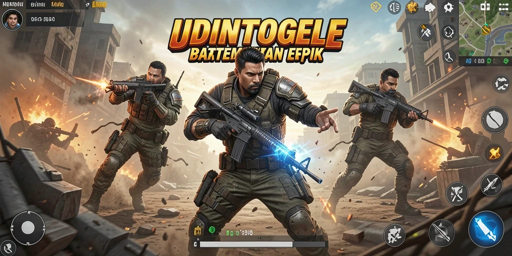 Screenshot gameplay UDINTOGEL menunjukkan aksi pertempuran yang intens dan mendebarkan.